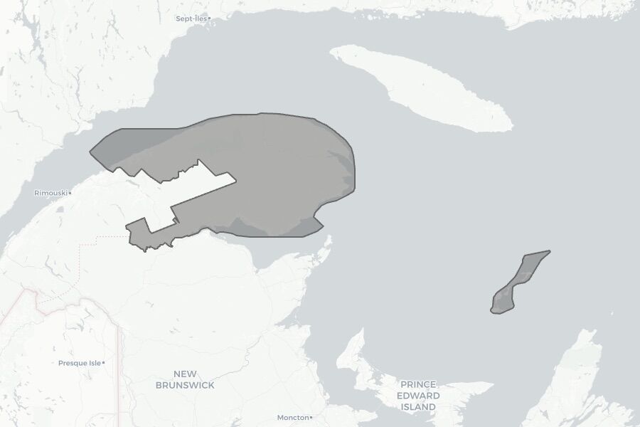 Gaspésie—Les Îles-de-la-Madeleine—Listuguj 2025 federal election riding boundaries map